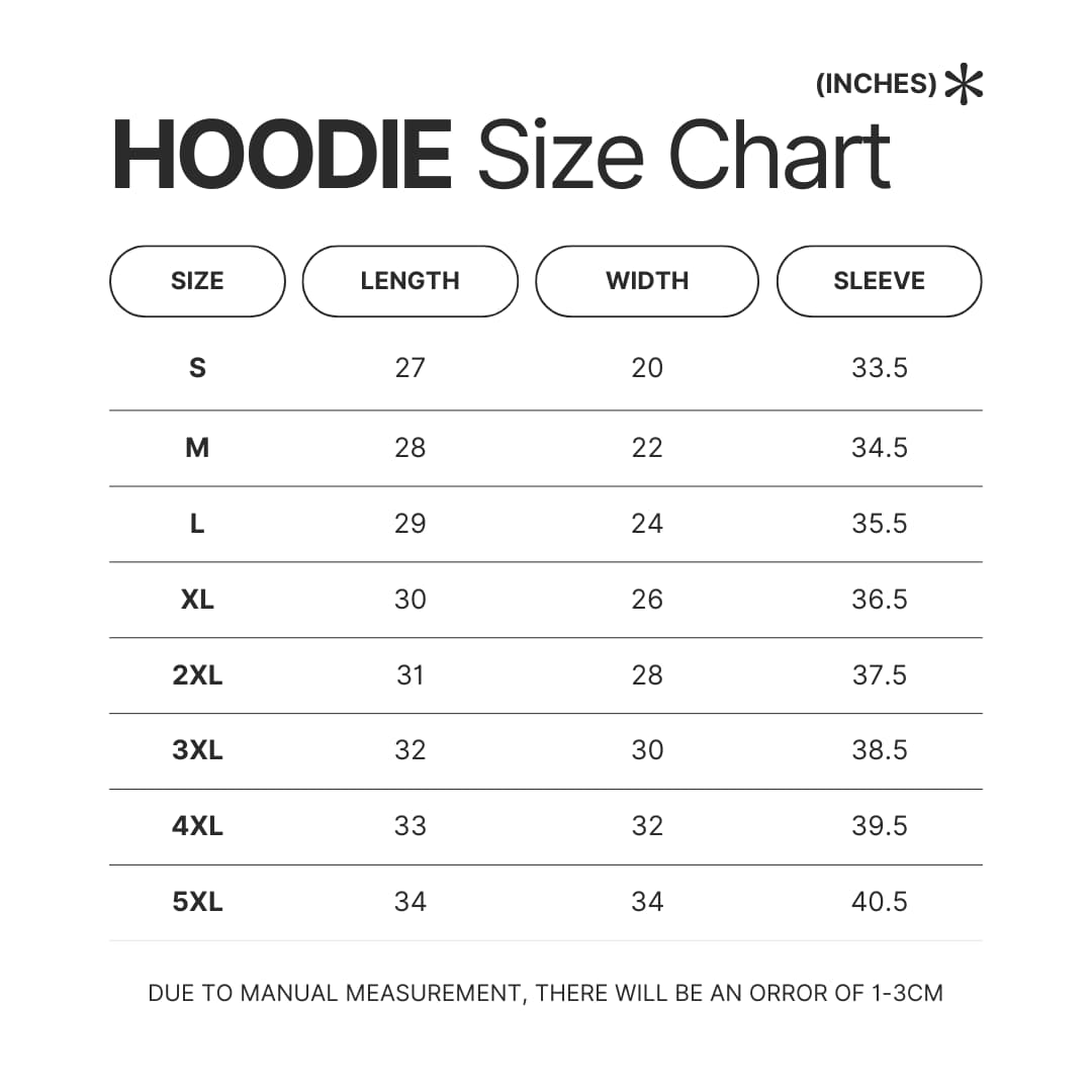 Hoodie Size Chart - Classroom of the Elite Store