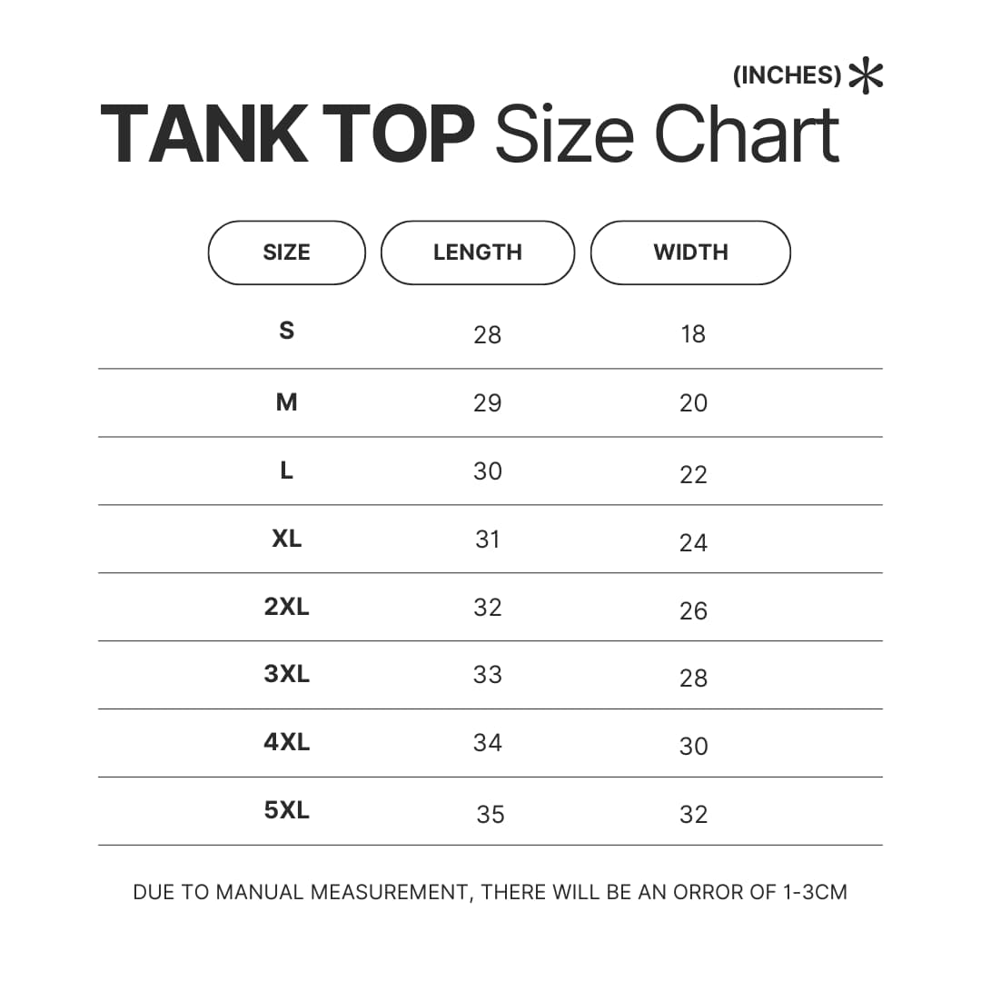 Tank Top Size Chart - Classroom of the Elite Store